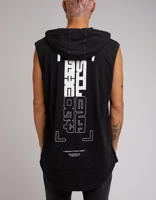 Silent Theory-Stan Hooded Muscle Washed Black-Edge Clothing