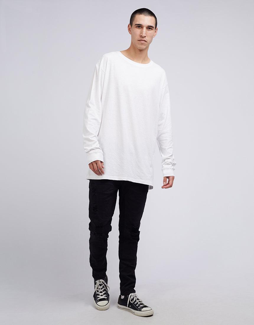 Silent Theory-Standard Fit Linen Ls Tee White-Edge Clothing