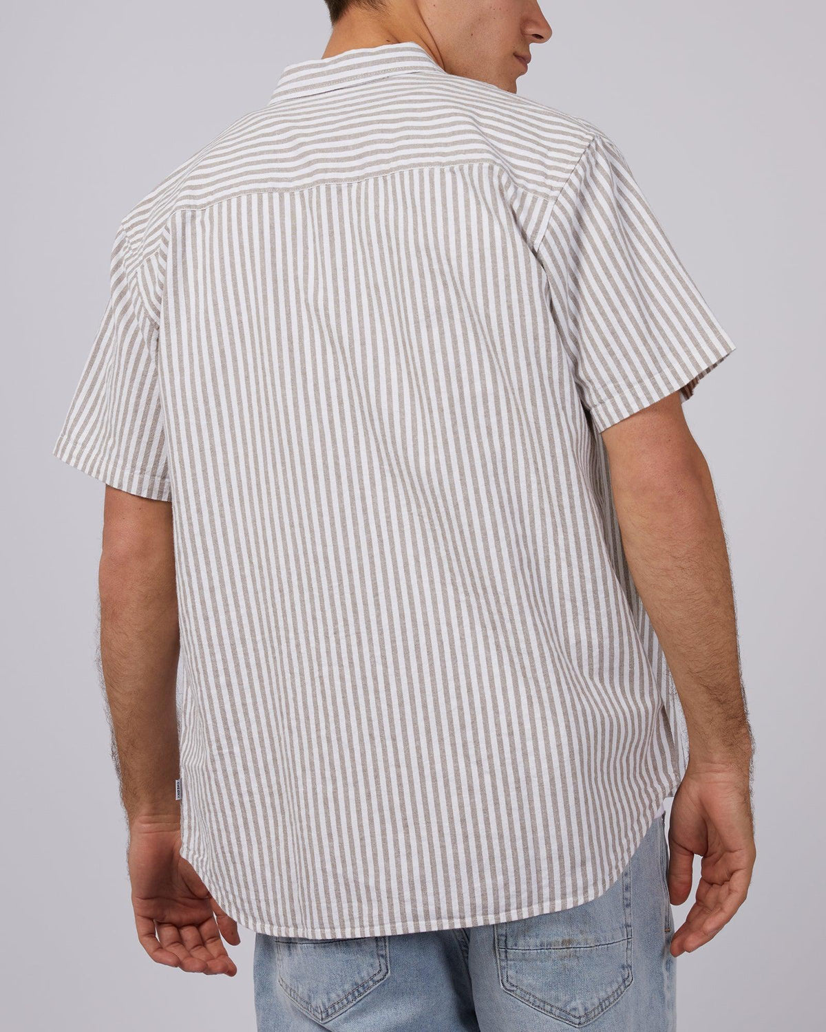 Silent Theory-Striped Linen Shirt Tan-Edge Clothing