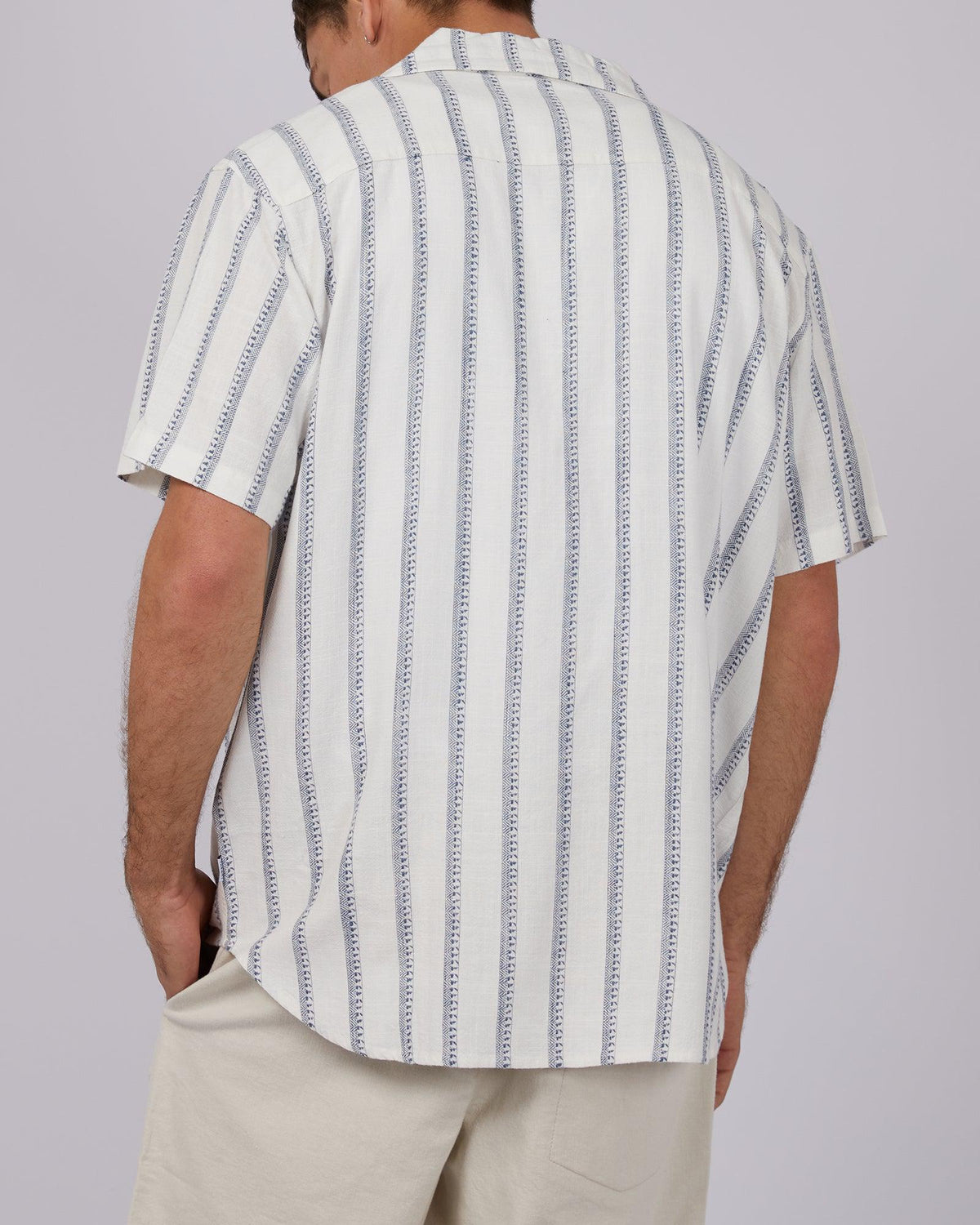 Silent Theory-Tide Stripe Ss Shirt White-Edge Clothing