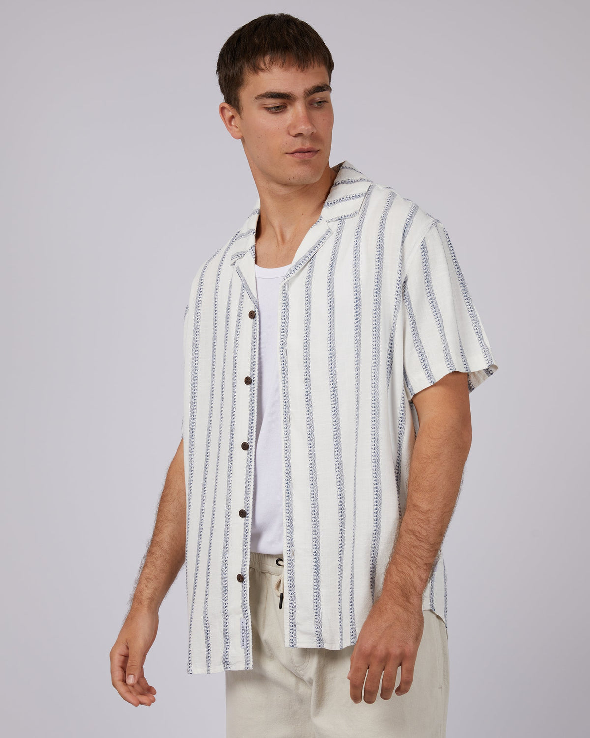 Silent Theory-Tide Stripe Ss Shirt White-Edge Clothing