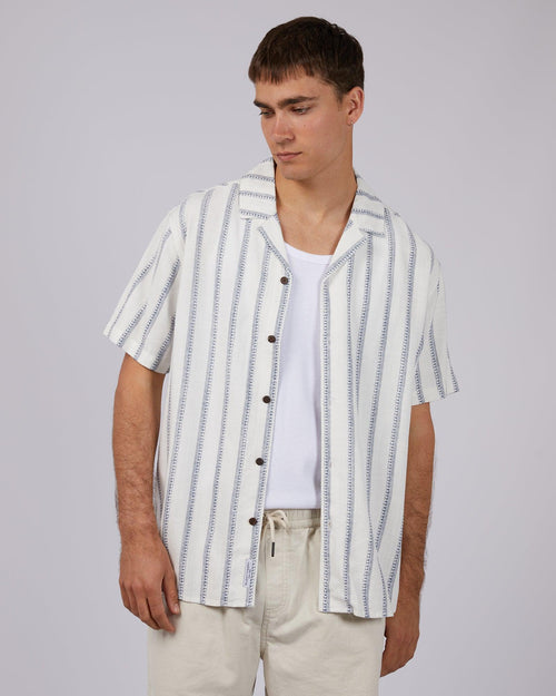 Silent Theory-Tide Stripe Ss Shirt White-Edge Clothing