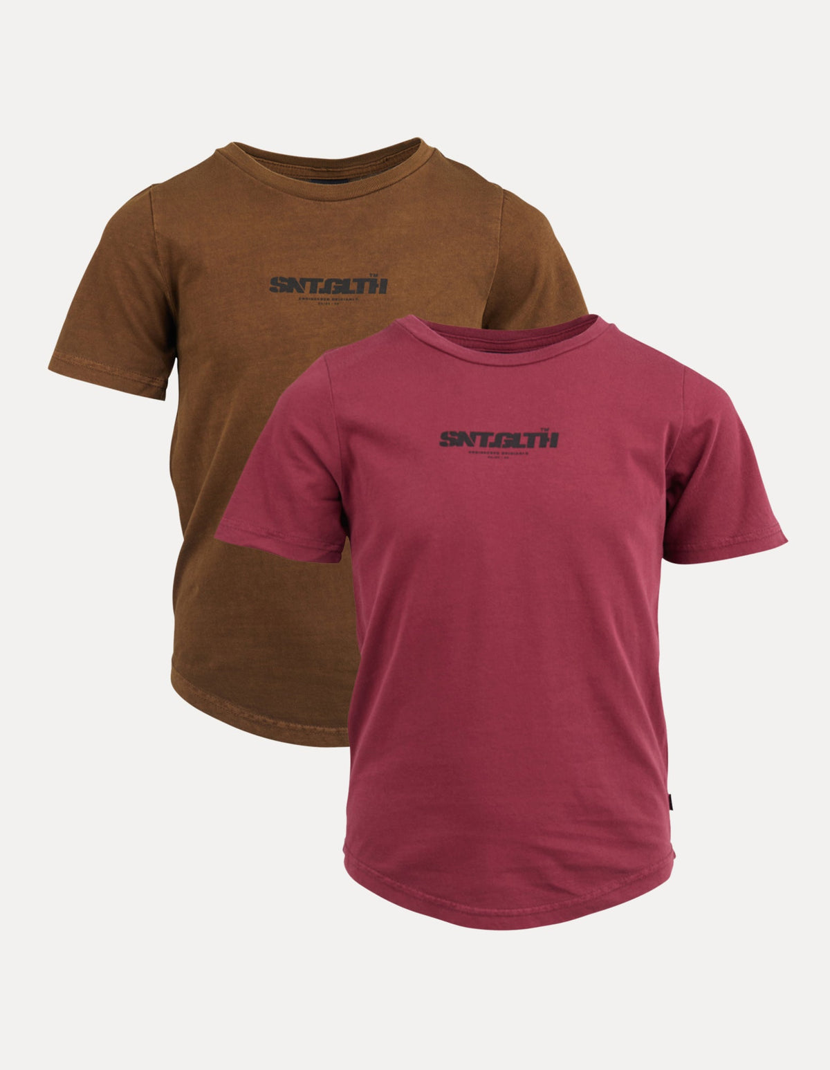 St Goliath 3-7-Logo Tee 2Pk Choc/rose-Edge Clothing