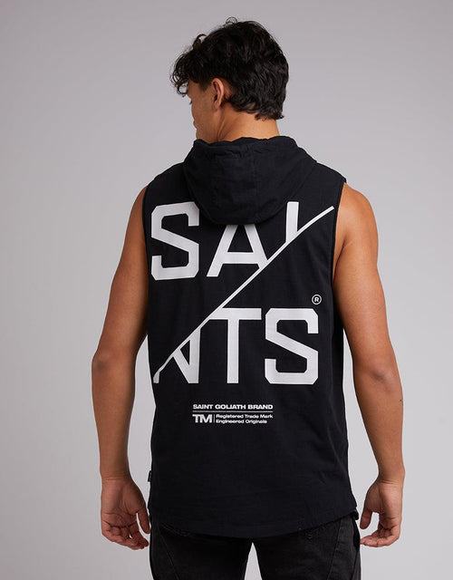 St. Goliath-Cutmark Hooded Muscle Washed Black-Edge Clothing
