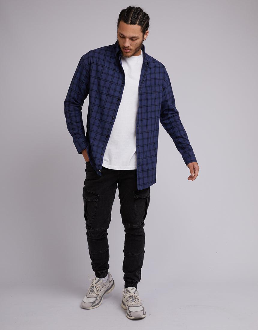 St. Goliath-Ohio Check Ls Shirt Blue-Edge Clothing