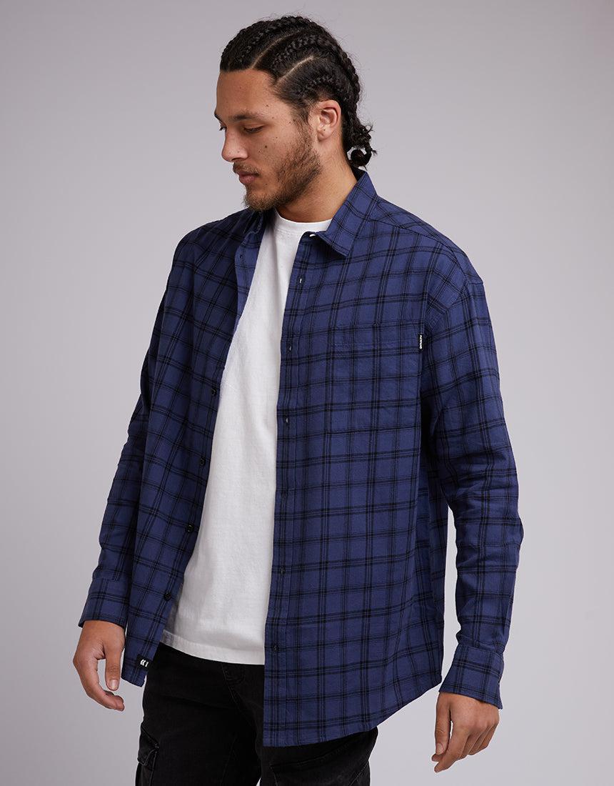 St. Goliath-Ohio Check Ls Shirt Blue-Edge Clothing