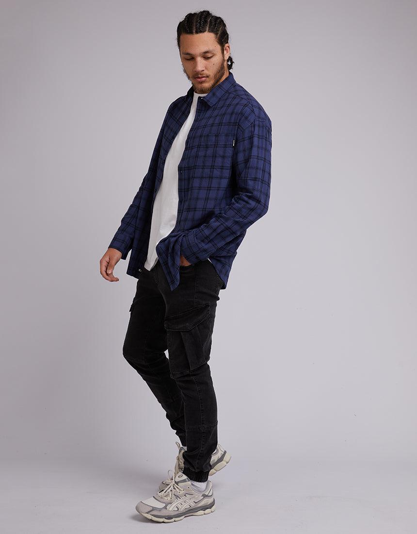 St. Goliath-Ohio Check Ls Shirt Blue-Edge Clothing
