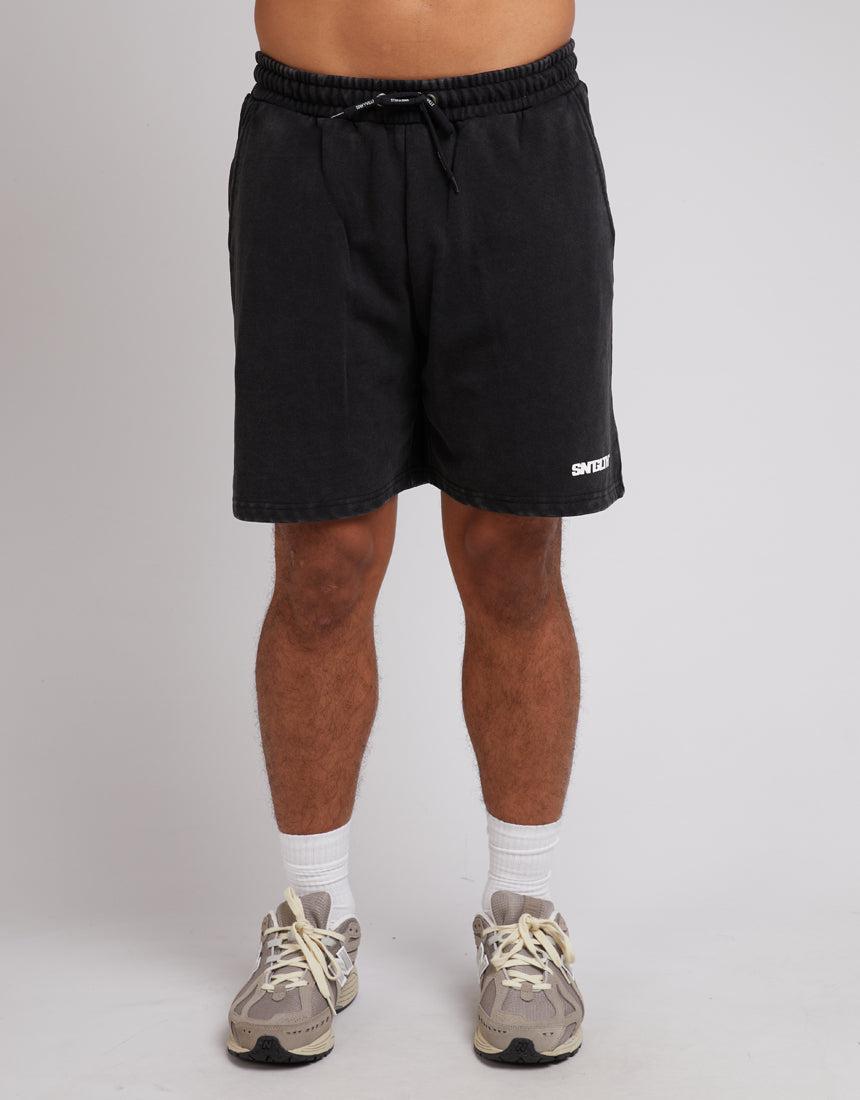 St. Goliath-Track Fleece Short Washed Black-Edge Clothing