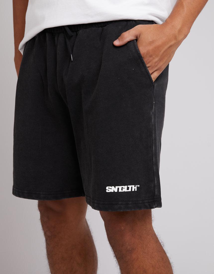 St. Goliath-Track Fleece Short Washed Black-Edge Clothing