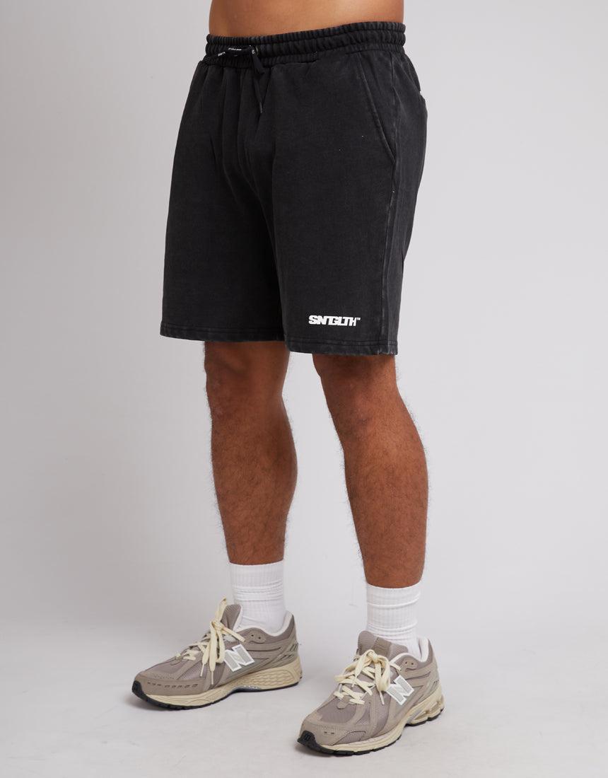 St. Goliath-Track Fleece Short Washed Black-Edge Clothing