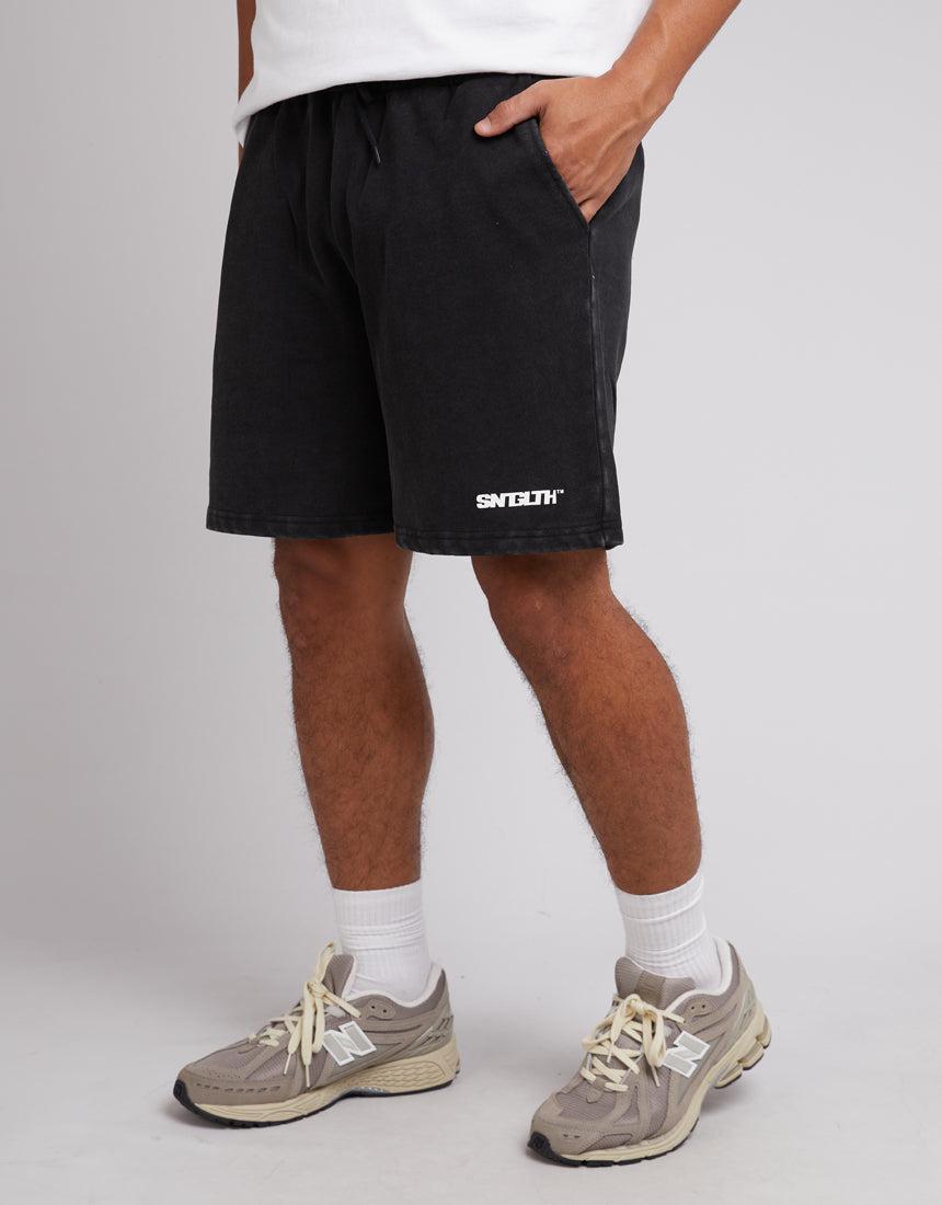 St. Goliath-Track Fleece Short Washed Black-Edge Clothing