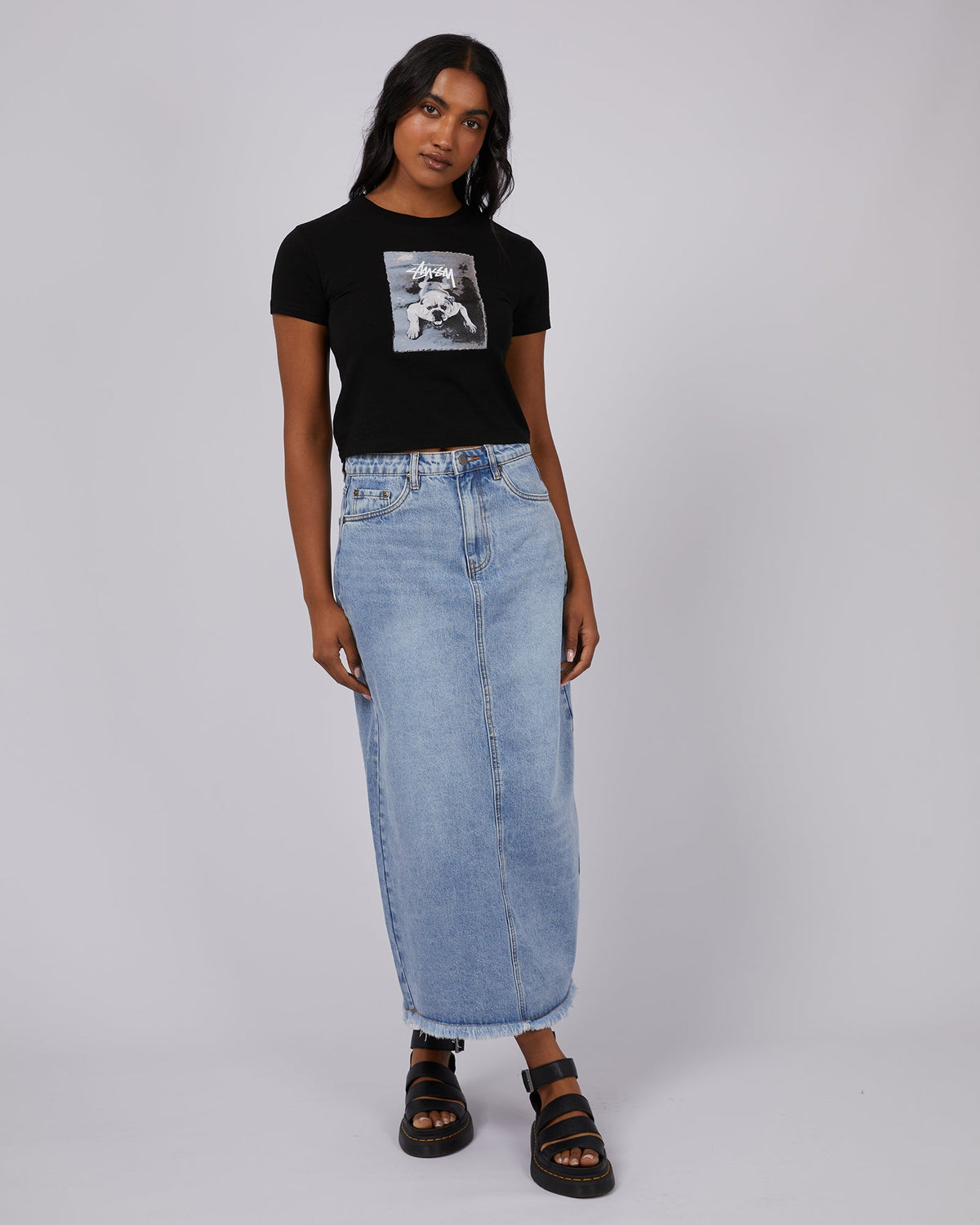 Stussy-Bulldog Slim Tee Black-Edge Clothing