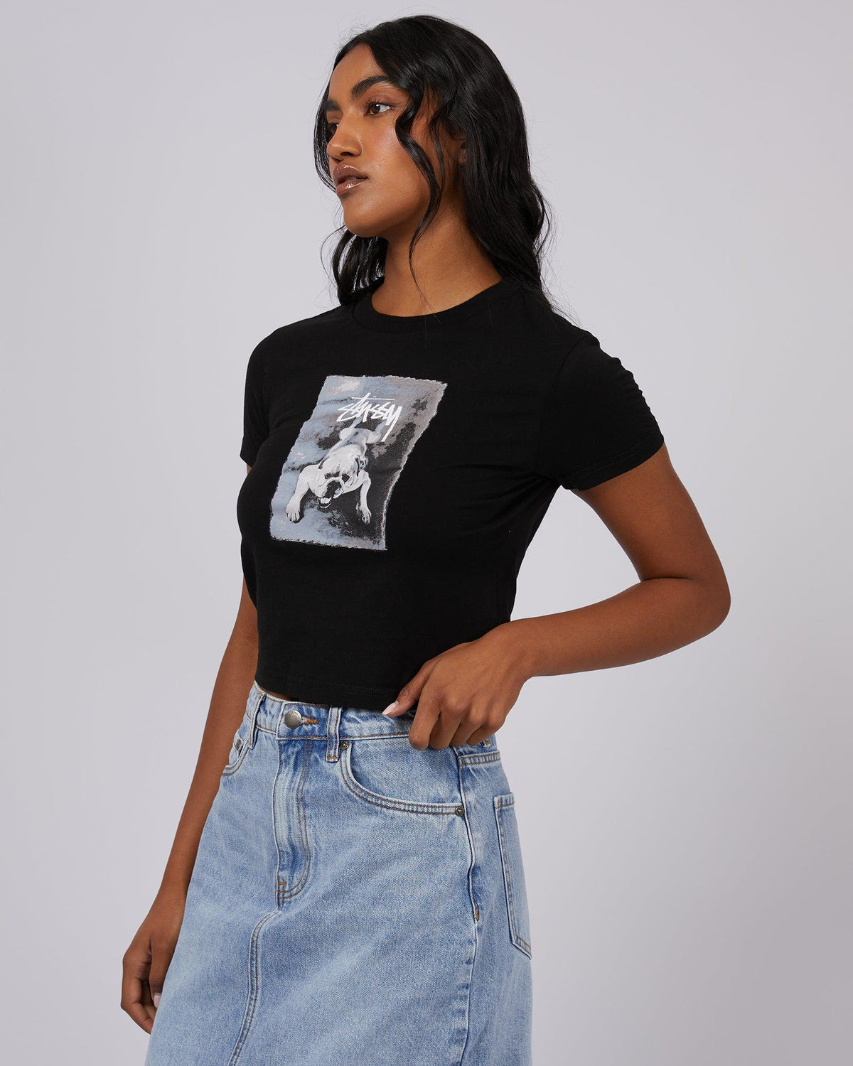 Stussy-Bulldog Slim Tee Black-Edge Clothing