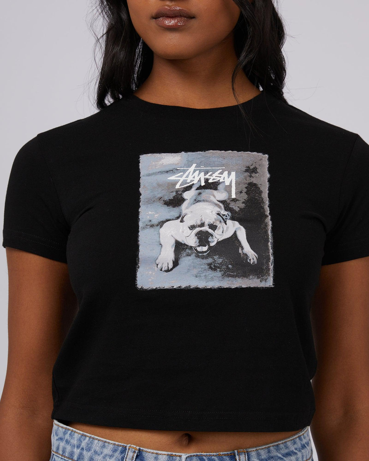 Stussy-Bulldog Slim Tee Black-Edge Clothing