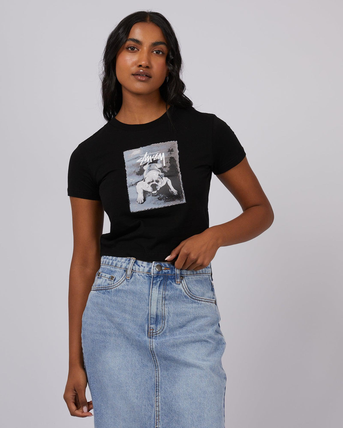 Stussy-Bulldog Slim Tee Black-Edge Clothing