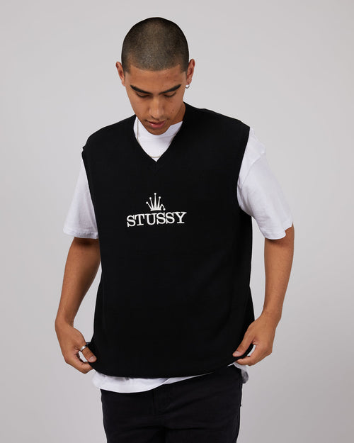 Stussy-Glamour Knit Vest Black-Edge Clothing
