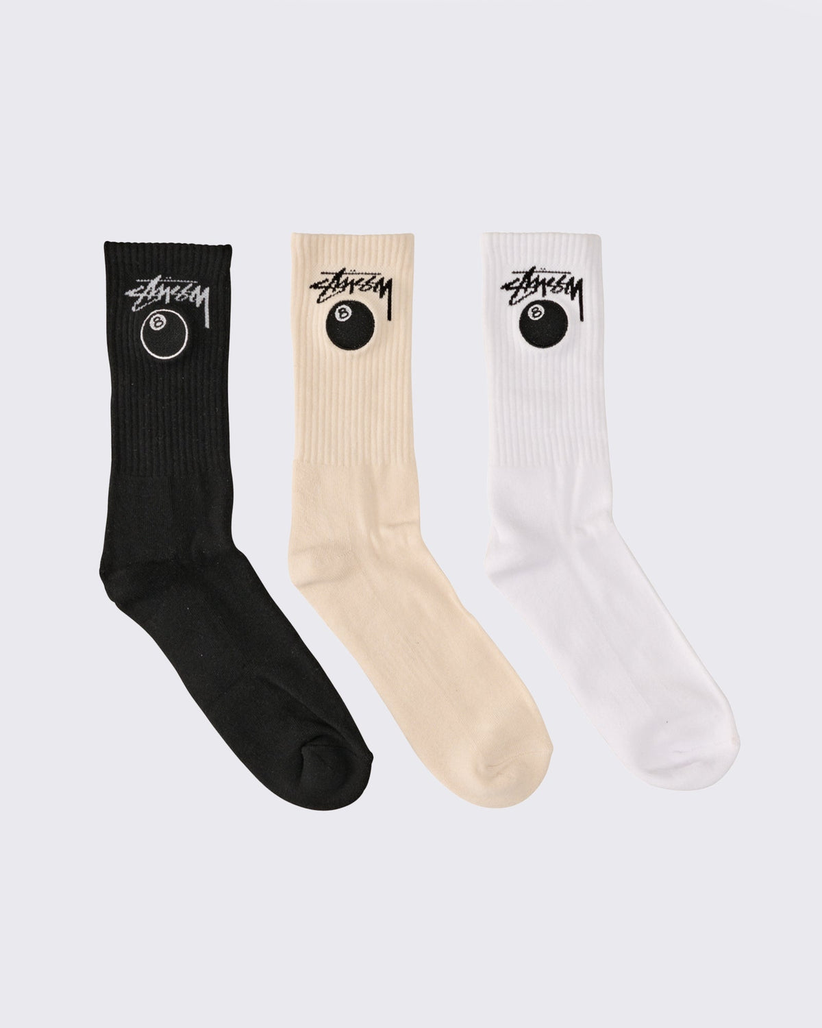 Stussy-Mens 8 Ball Sock 3Pk Multicoloured-Edge Clothing