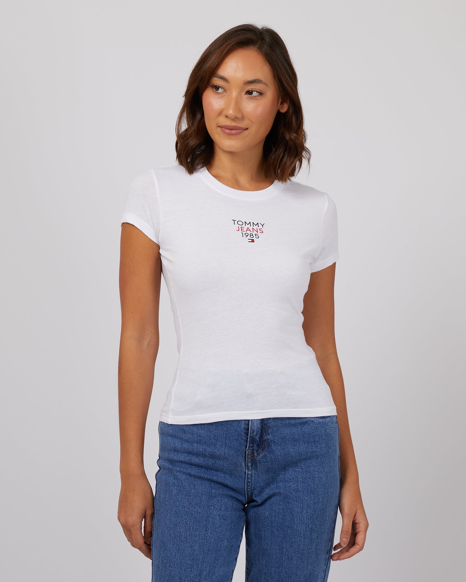 Tommy Hilfiger-Slim Essential Logo Tee White-Edge Clothing