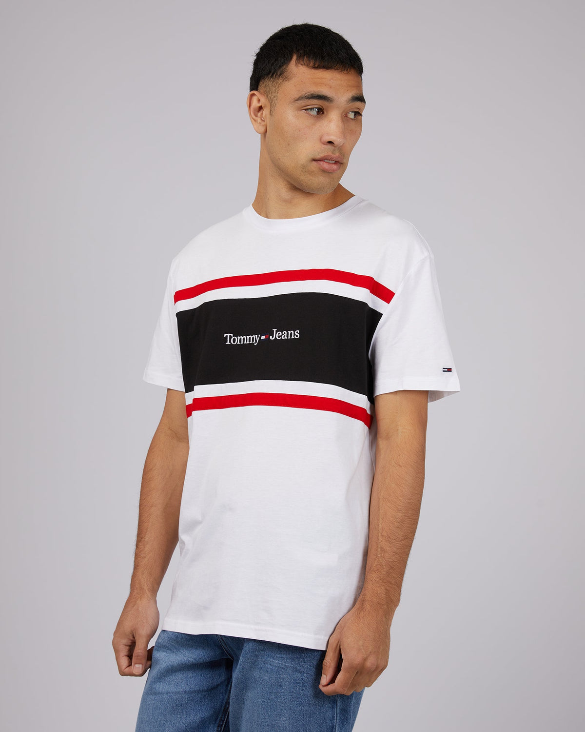 Tommy Hilfiger-Tjm Clsc Linear Cut &amp; Sew Tee White-Edge Clothing