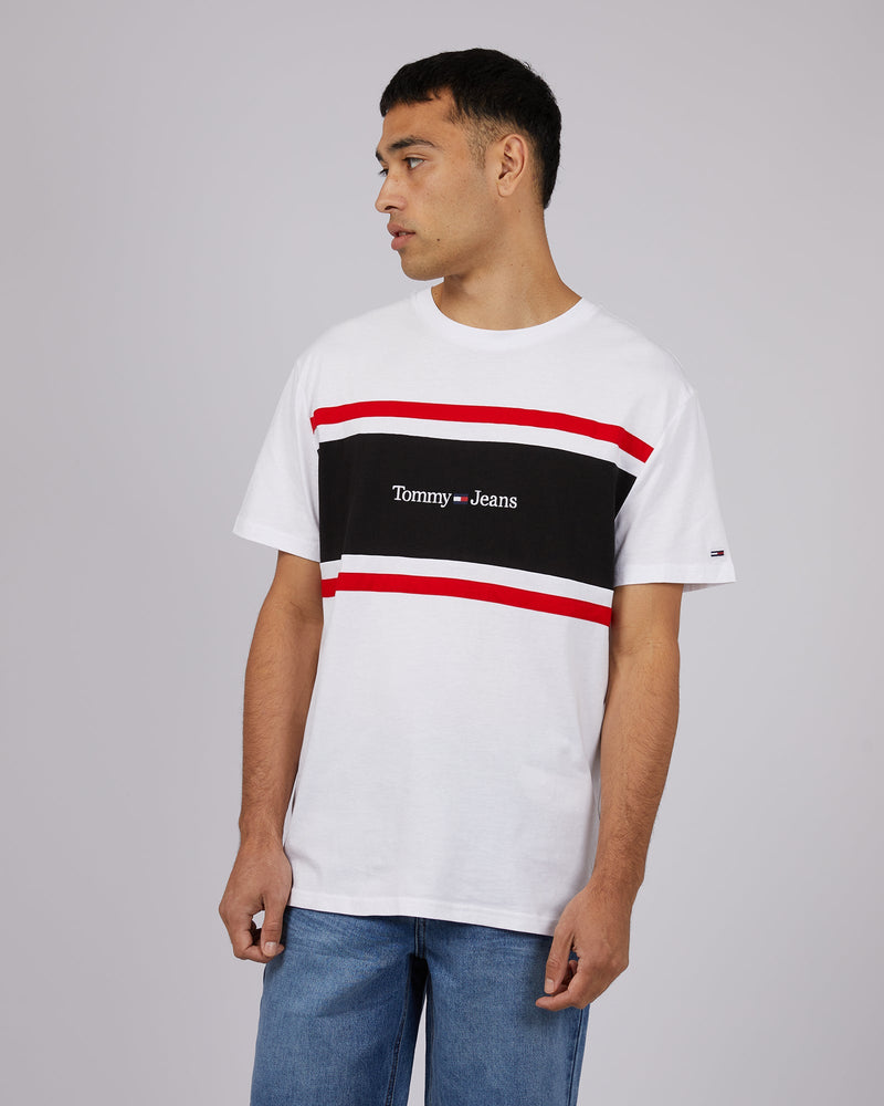 Tommy Hilfiger-Tjm Clsc Linear Cut &amp; Sew Tee White-Edge Clothing