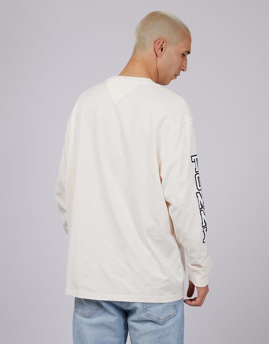 Tommy Hilfiger-Tjm Skater Ls Collegiate Tee White-Edge Clothing