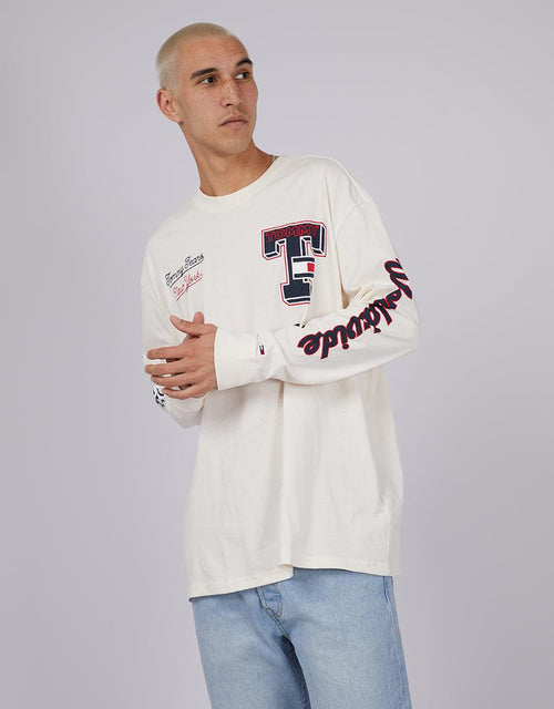 Tommy Hilfiger-Tjm Skater Ls Collegiate Tee White-Edge Clothing