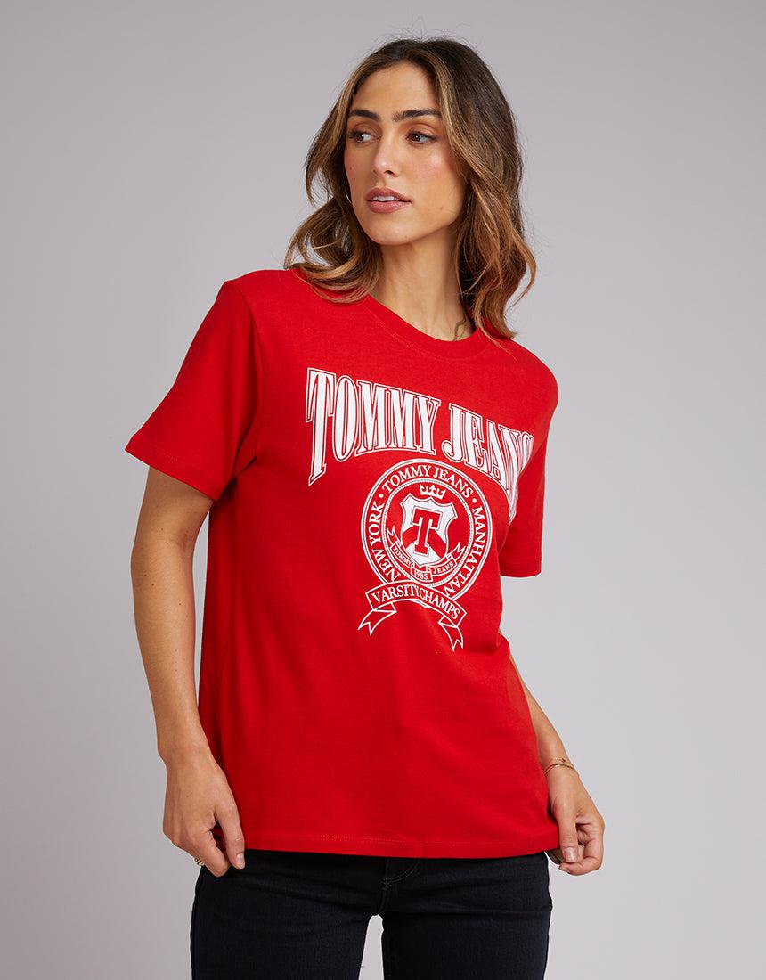 Tommy Hilfiger-Tjw Rlx Varsity Ss Tee Deep Crimson-Edge Clothing