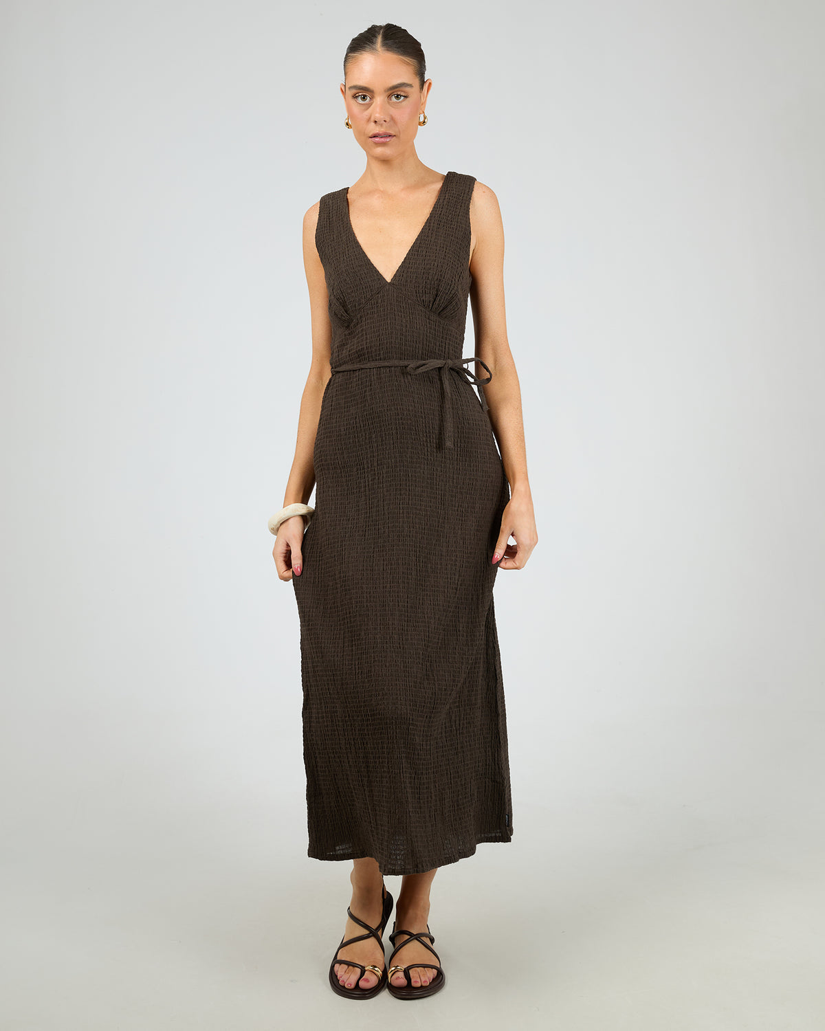 Focus Seersuker Maxi Dress Coffee