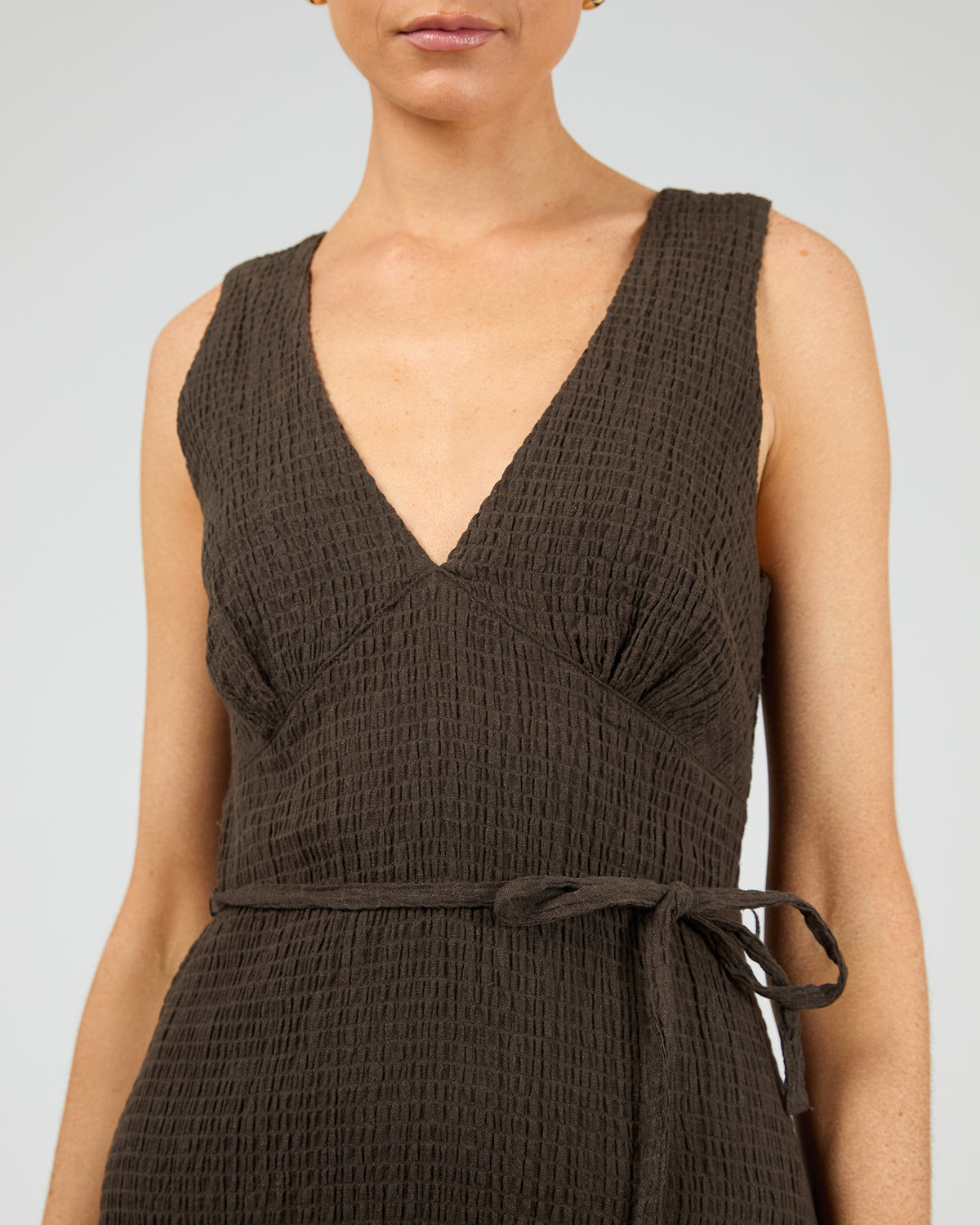Focus Seersuker Maxi Dress Coffee