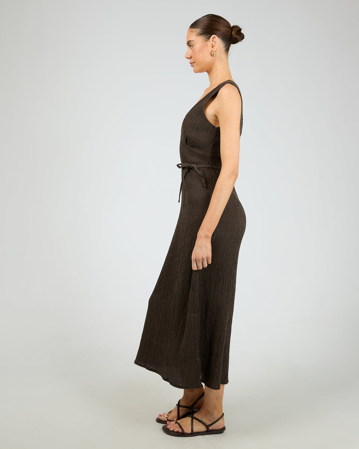 Focus Seersuker Maxi Dress Coffee