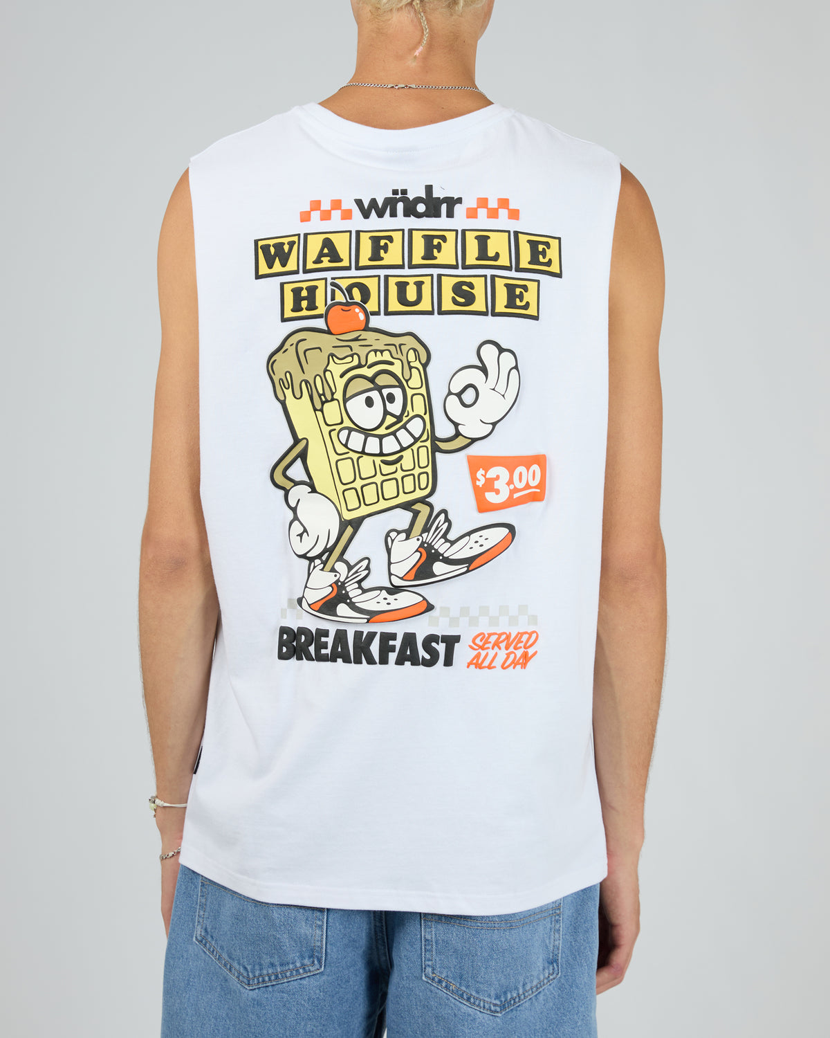 Waffle House Muscle Top White