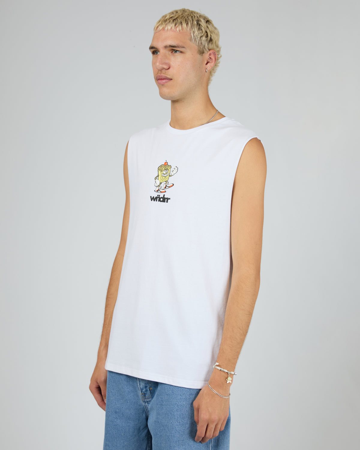 Waffle House Muscle Top White