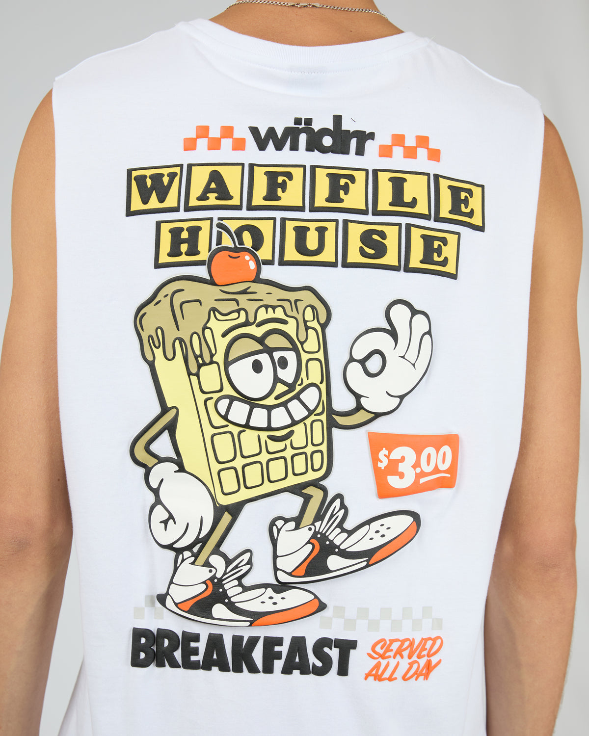 Waffle House Muscle Top White