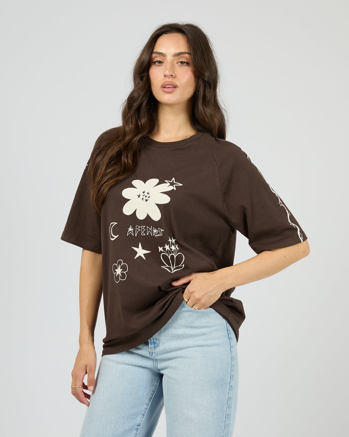 Terra Oversized Raglan Tee Coffee
