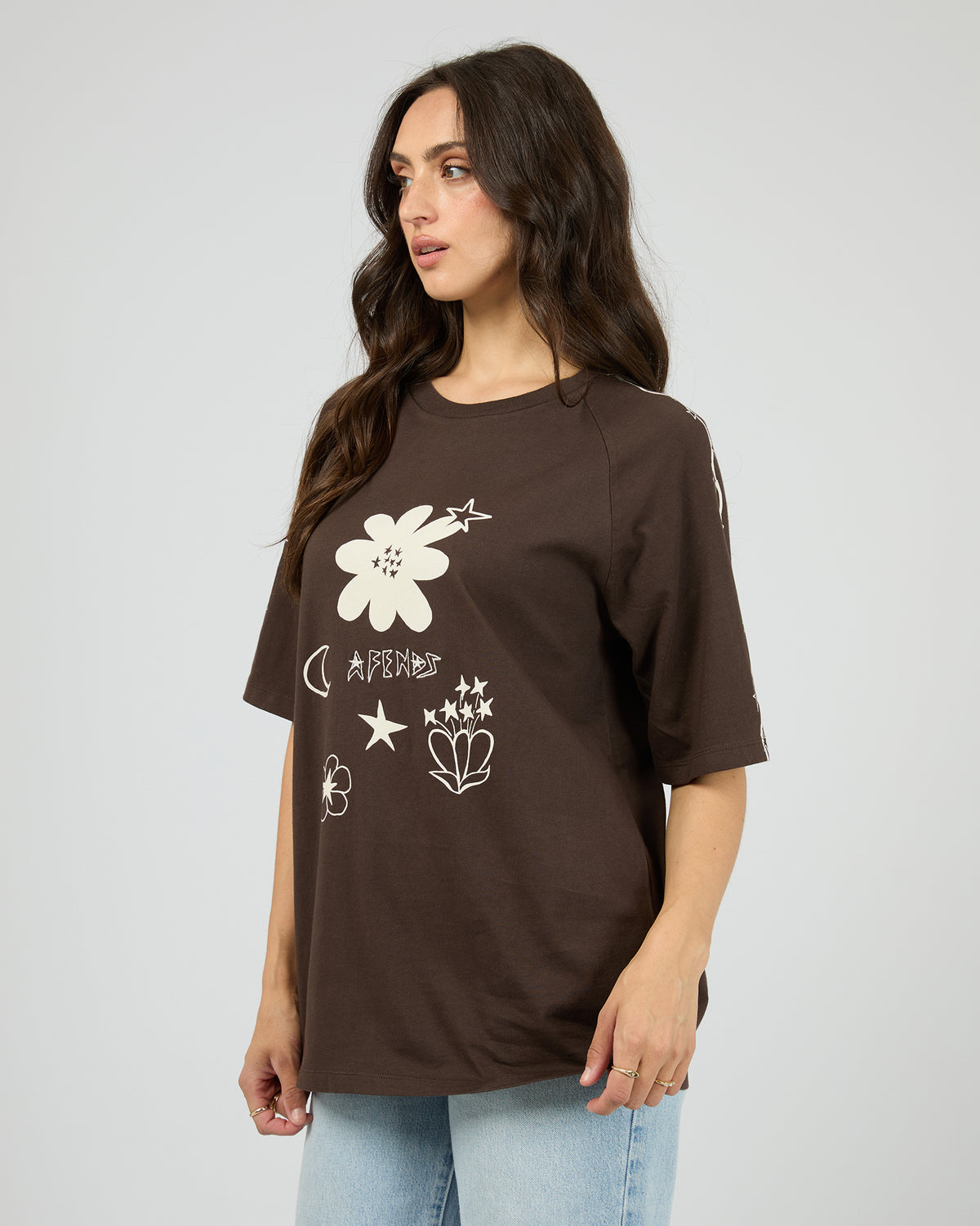 Terra Oversized Raglan Tee Coffee