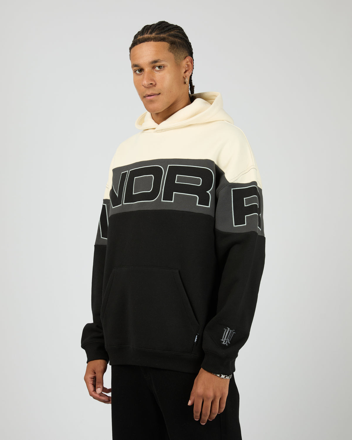 Primer Panel Hood Sweat White Black