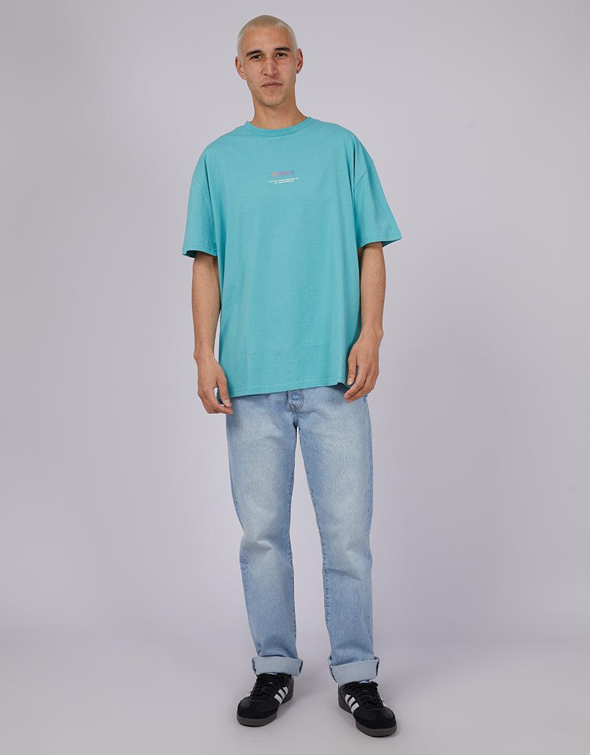 Wndrr-Cross Check Box Fit Tee Teal-Edge Clothing