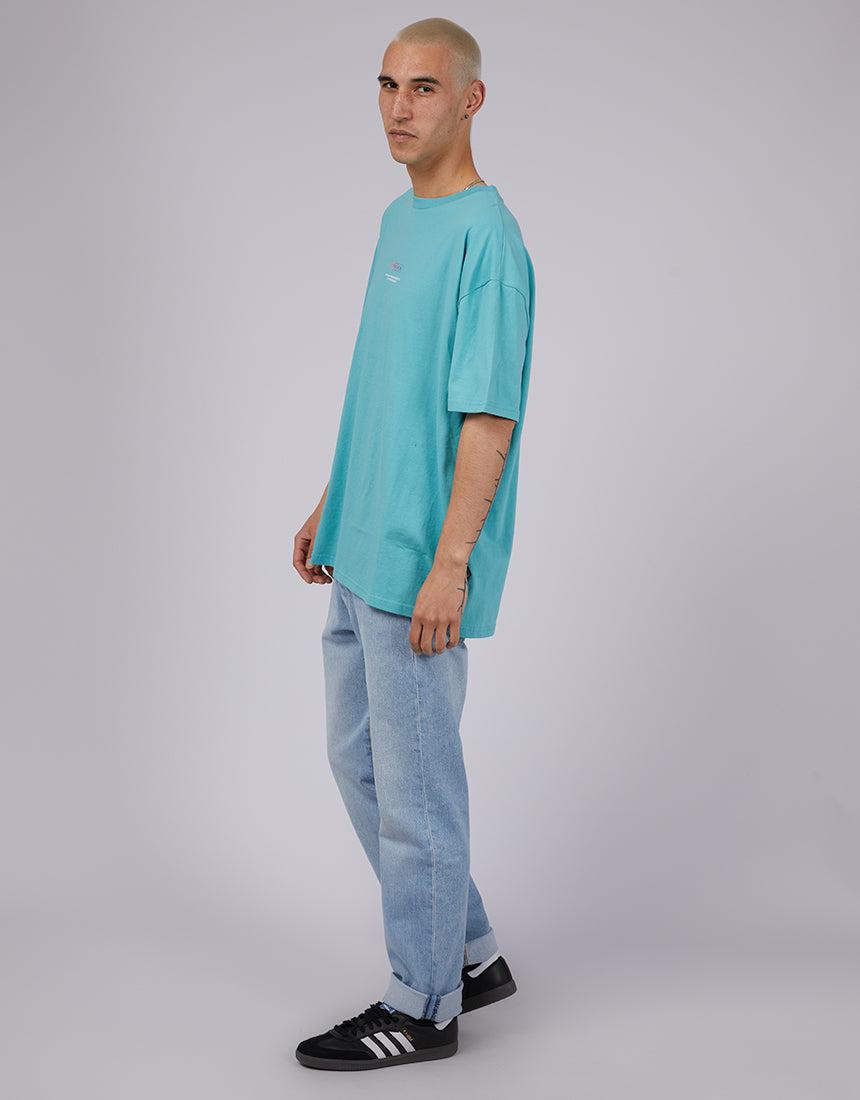 Wndrr-Cross Check Box Fit Tee Teal-Edge Clothing