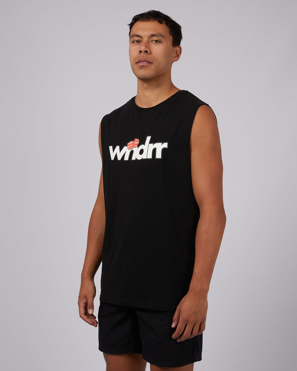 Wndrr-High Roll Muscle Top Black-Edge Clothing