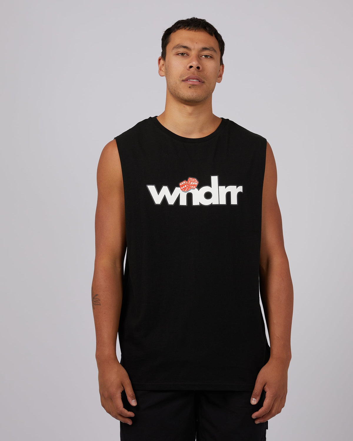 Wndrr-High Roll Muscle Top Black-Edge Clothing