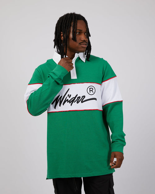 Wndrr-Offend Rugby Sweat Green & White-Edge Clothing