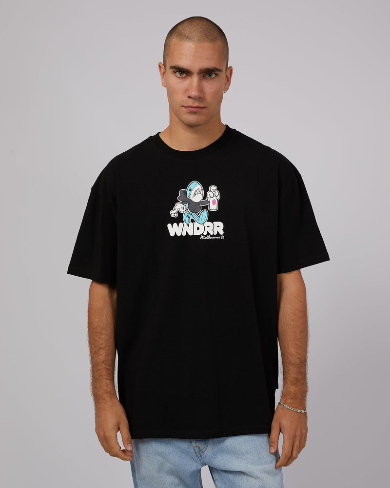 Wndrr-Shark Boy Box Fit Tee Black-Edge Clothing