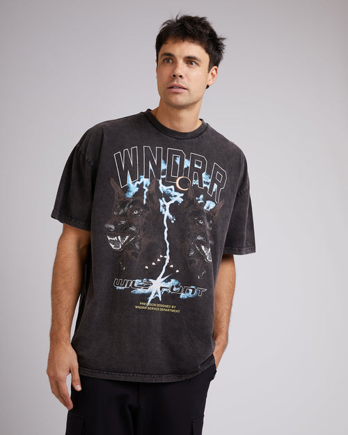 Wndrr-Wild Hunt Vintage Fit Tee Washed Black-Edge Clothing