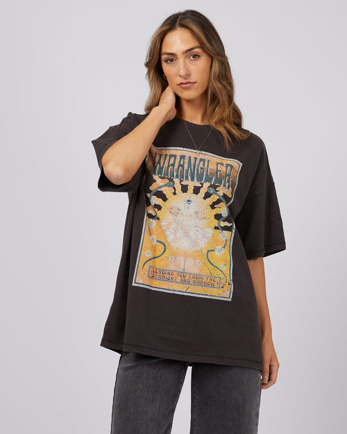 Wrangler-Boxy Slouch Tee Mind Mirage Worn Black-Edge Clothing