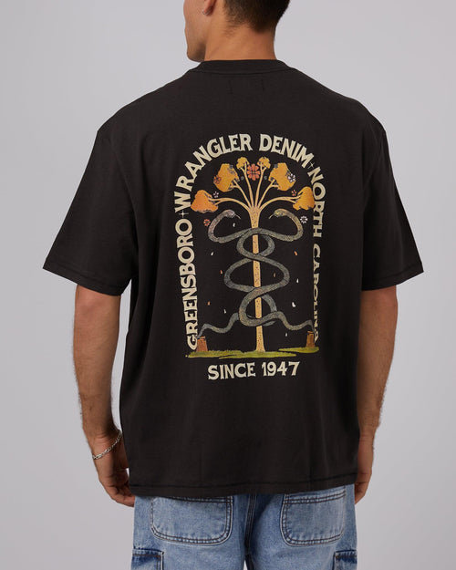 Wrangler-Entwined Slacker Tee Worn Black-Edge Clothing