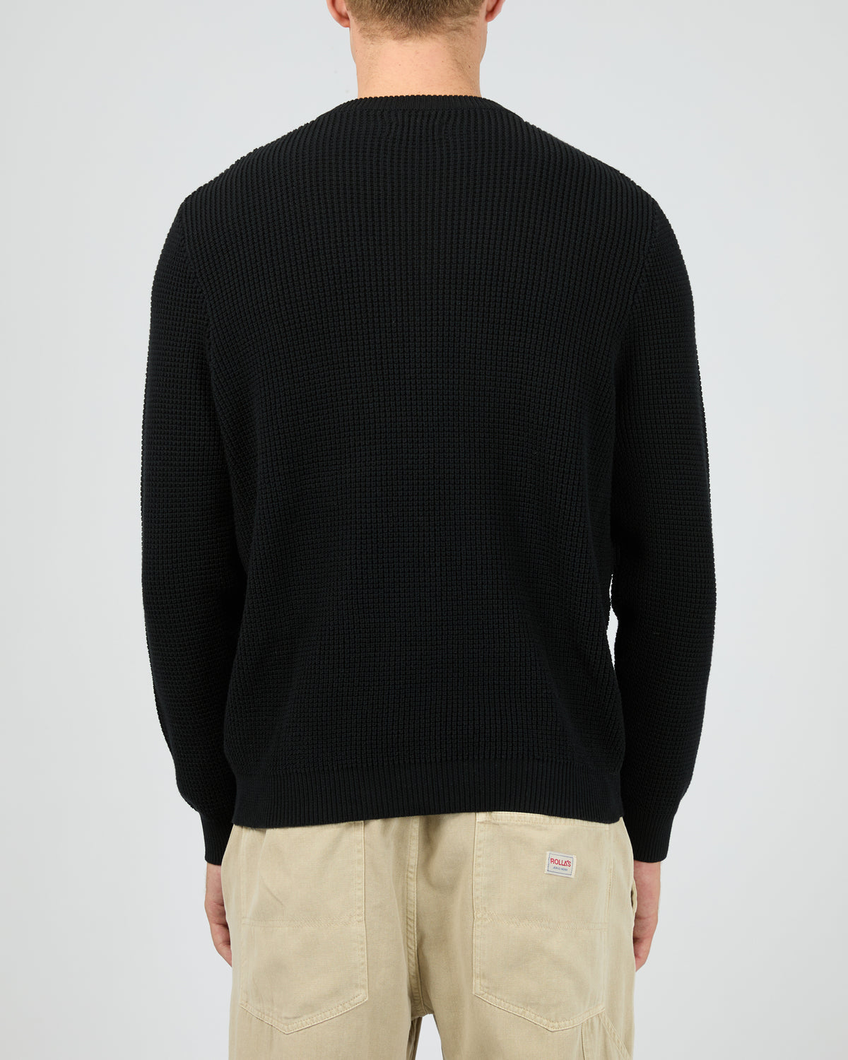 Script Waffle Knit Sweater Black