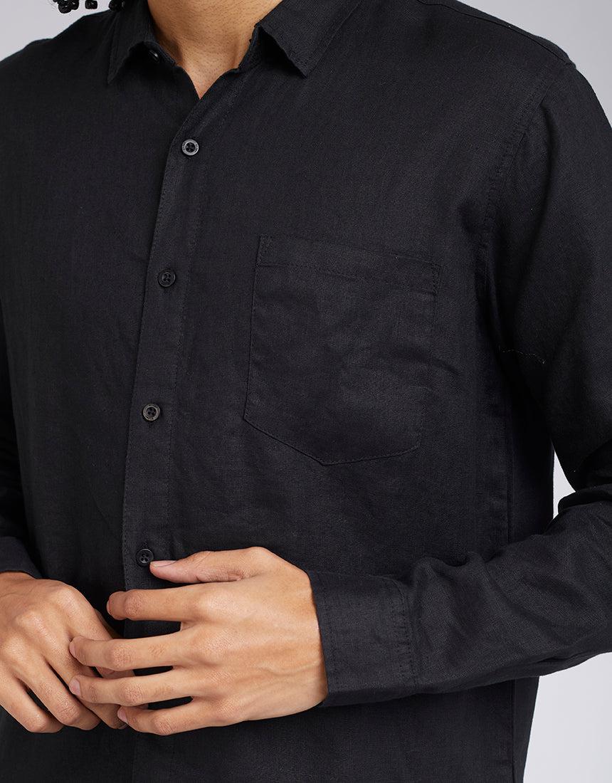 Linen L/s Shirt Black