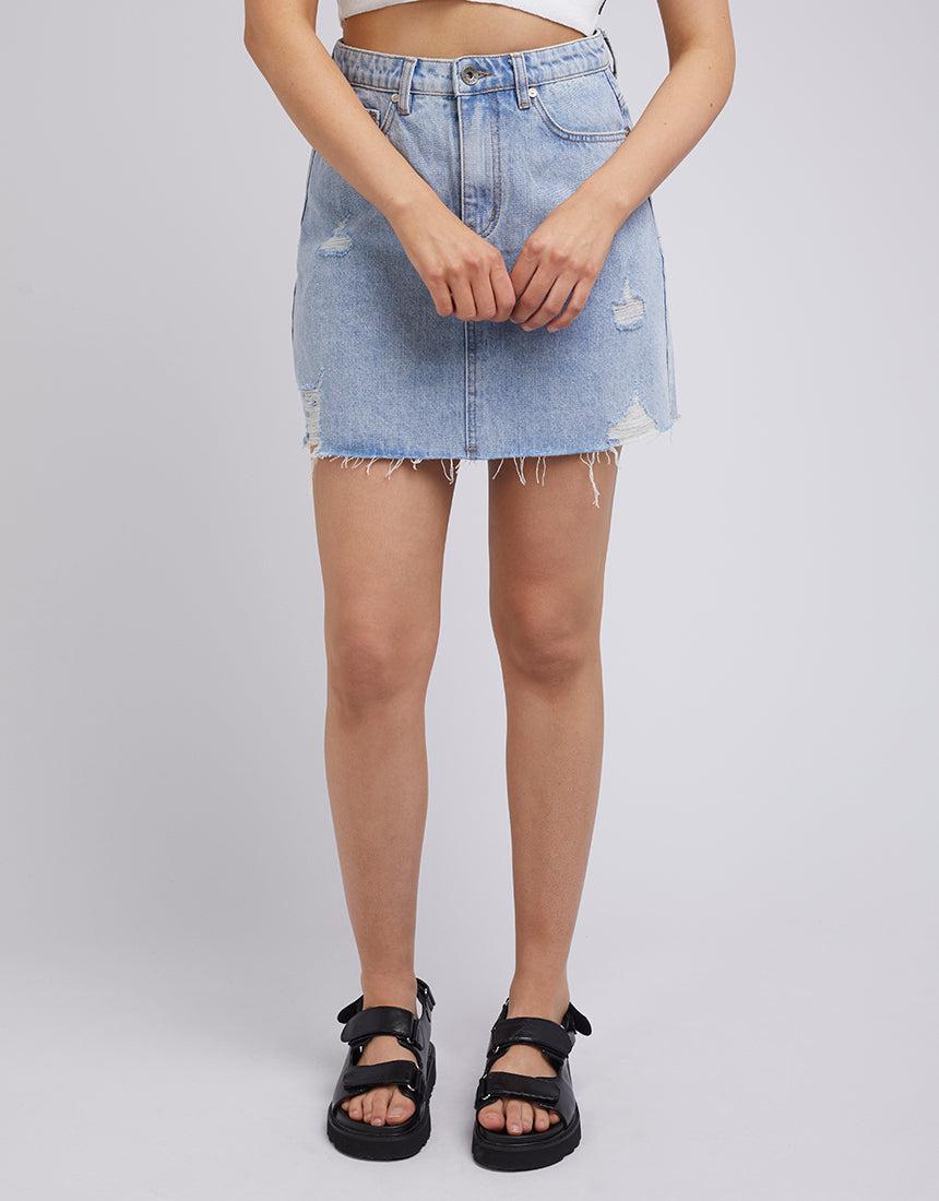 Leading Denim Skirt Light Blue