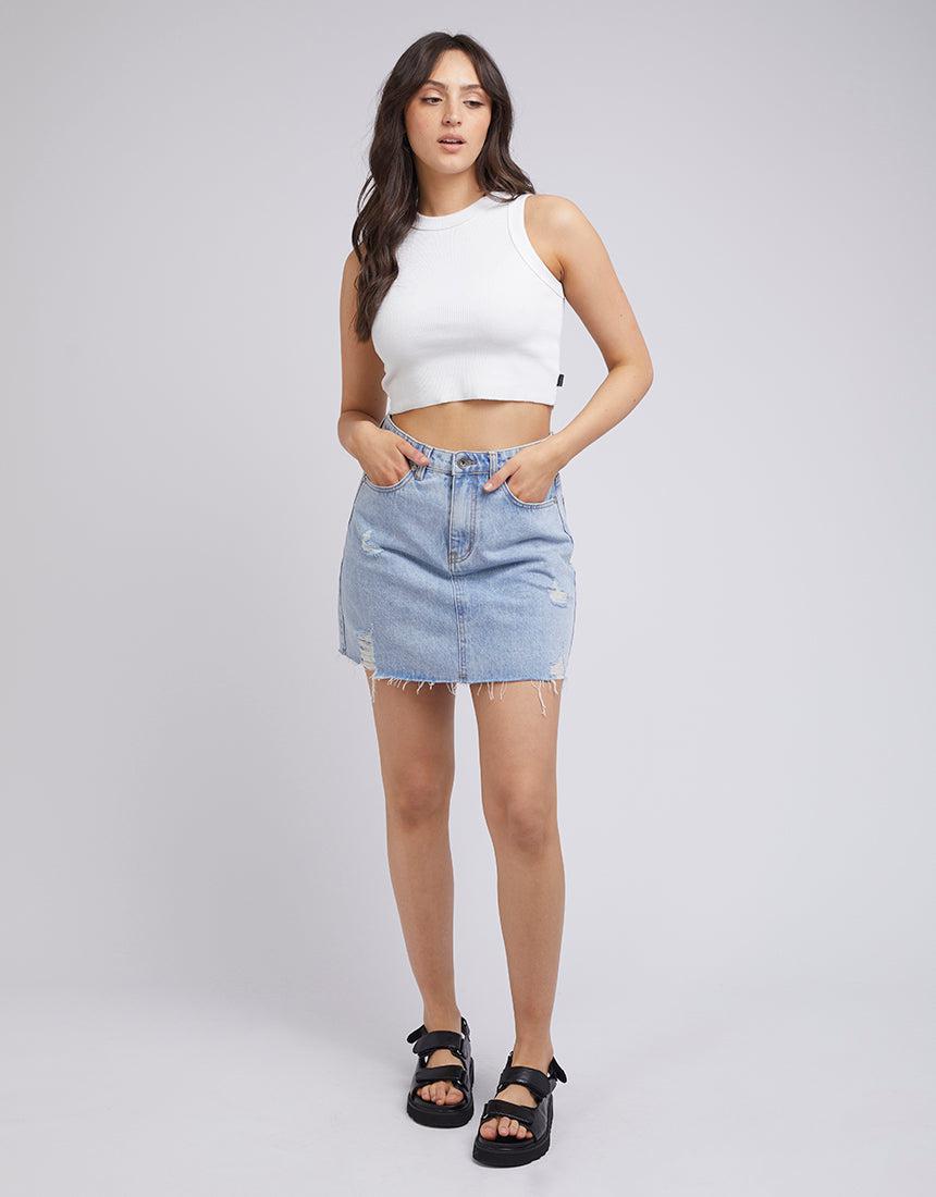 Leading Denim Skirt Light Blue