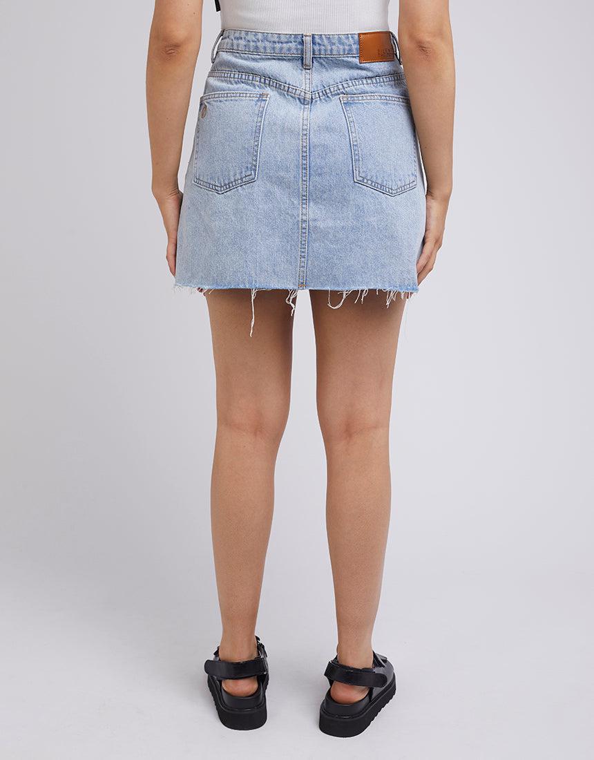 Leading Denim Skirt Light Blue